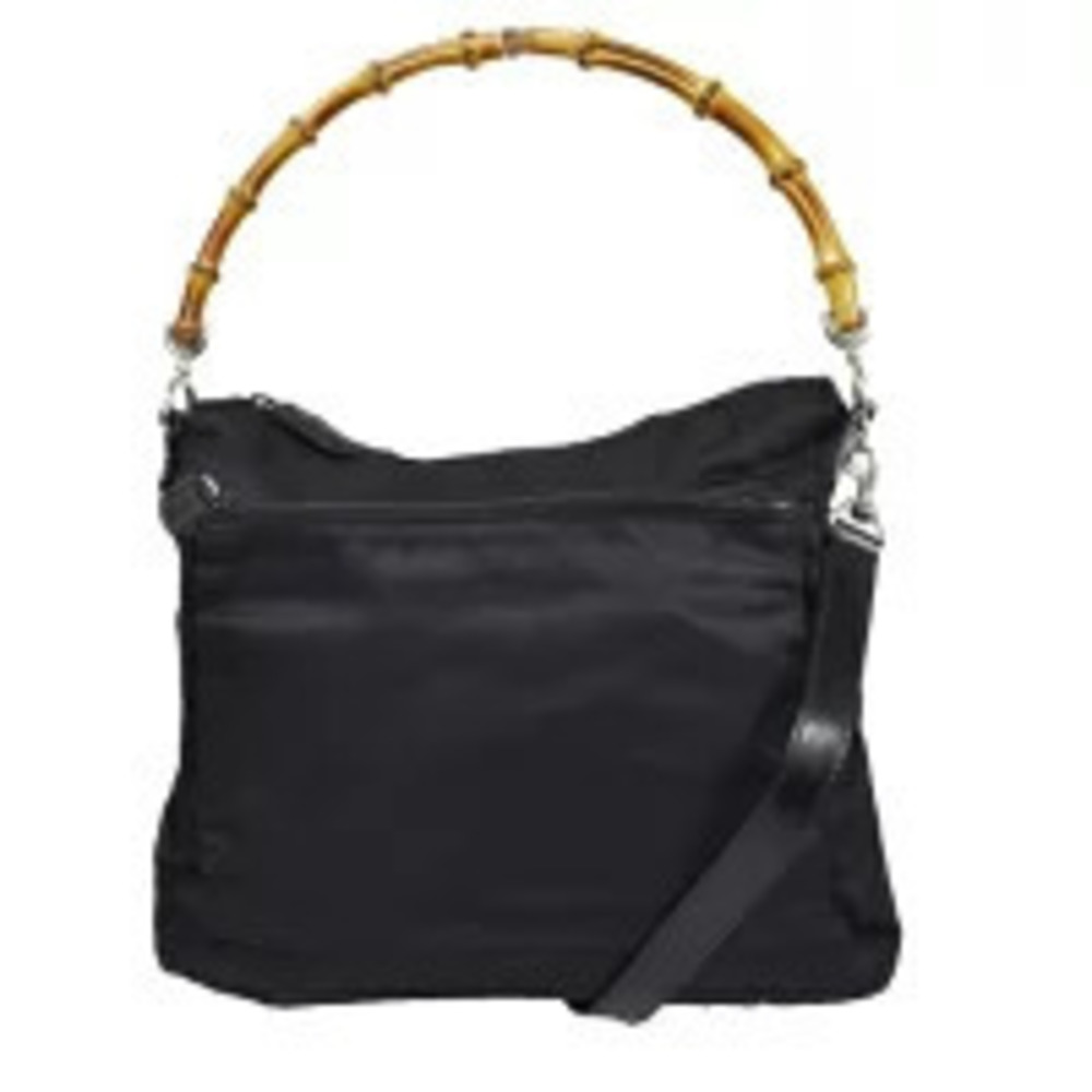 Gucci Bamboo Handbag Shoulder Bag Black Leather